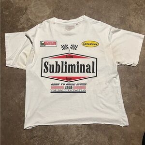American Vintage White Racing Graphic Tee